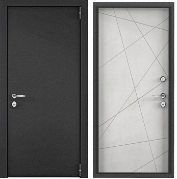 SNEGIR LT (950 х 2050 петли:ЛЕВЫЕ уст.: НАКЛ фурн.:хром кругл отделка: темно-серый букле графит-/ПВХ Бетон темныйSLT-26 наличник:- (Без дополнительного замка Пор)