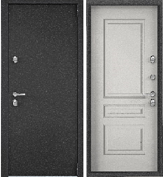 SNEGIR PRO MP (950 х 2050 петли:ПРАВЫЕ уст.: НАКЛ фурн.:хром отделка: темно-серый букле графит-/ПВХ БьянкоS60-C3 наличник:- (Цвет металла темно-серый букле графит ))