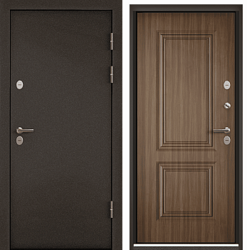 ARCTIC LT MP (880 х 2050 петли:ПРАВЫЕ уст.: НАКЛ фурн.:ХКР_МОН_ALFA отделка: букле коричневый-/ПВХ Ларче ОрехАLT-27 наличник:- (ARCTIC LT MP. КЛАССИК 2К ))