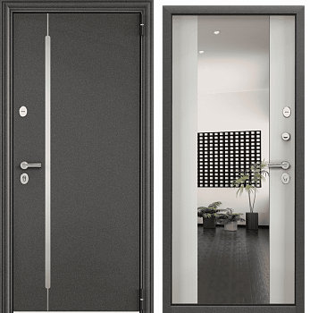 DELTA 100 MP (860 х 2050 петли:ПРАВЫЕ уст.: НАКЛ фурн.:ХКР_МОН_ALFA отделка: Колоре гриджиоSP-5N/ПВХ ФерроD-MM наличник:- (Магнитный уплотнитель ))