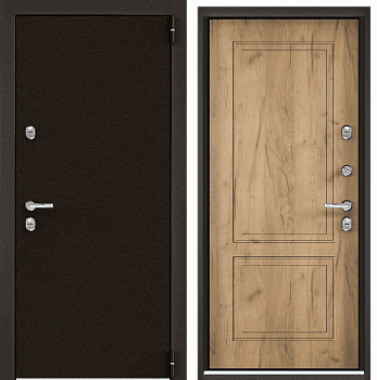 SNEGIR ARCTIC MP (1000 х 2100 петли:ПРАВЫЕ уст.: НАКЛ фурн.:ХКР_МОН 3D_ALFA отделка: букле коричневый-/ПВХ Дуб крафт золотойSA-NC2 наличник:- (Доплата за ПВХ Цвет метал)