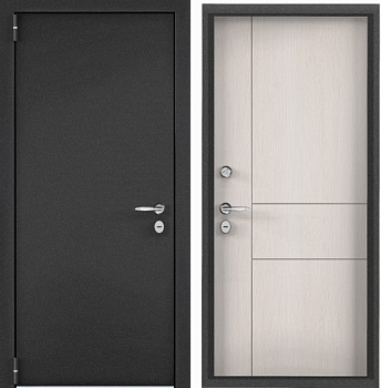 SNEGIR LT (950 х 2050 петли:ЛЕВЫЕ уст.: НАКЛ фурн.:хром кругл отделка: темно-серый букле графит-/ПВХ Лиственница белаяSLT-33 наличник:- (Без дополнительного замк)