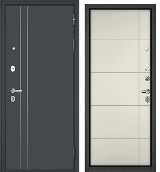 TRUST   (MASS, MP, Правая, Черный муар металлик, D-5, МДФ Эмаль молоко, 9S-193, 2050, 860, порог)