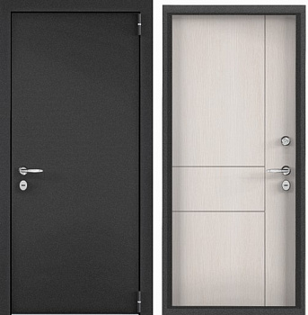 SNEGIR LT (950 х 2050 петли:ЛЕВЫЕ уст.: НАКЛ фурн.:хром кругл отделка: темно-серый букле графит-/ПВХ ФерроSLT-33 наличник:- (Без дополнительного замка Порог из н)