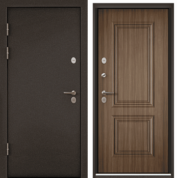 ARCTIC LT MP (950 х 2050 петли:ЛЕВЫЕ уст.: НАКЛ фурн.:ХКР_МОН_ALFA отделка: букле коричневый-/ПВХ Ларче ОрехАLT-27 наличник:- (ARCTIC LT MP. КЛАССИК 2К ))