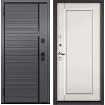 TRUST   (ECO, PP, Левая, Антрацит букле, МДФ Оскуро Веллюто, Si-5, МДФ Белый софт, 9ED-0, 2050, 860, задвижка, Черная, порог)